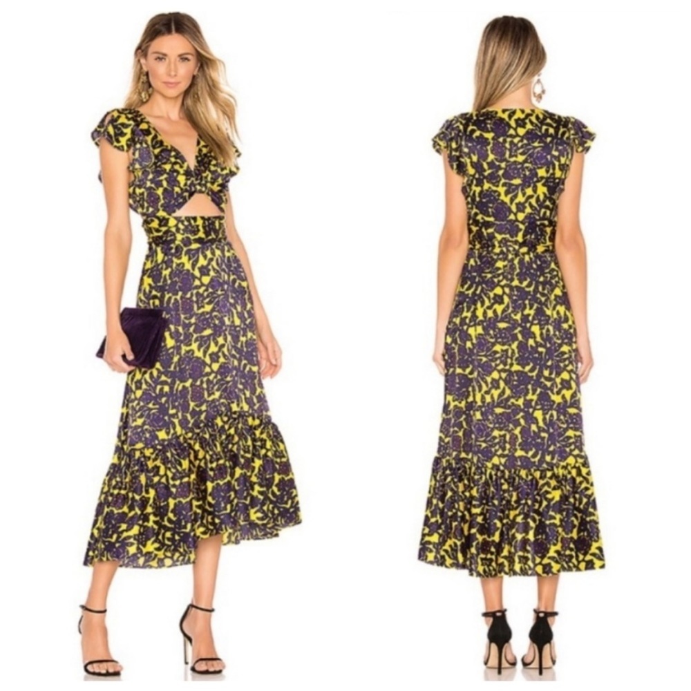 A.L.C. Valencia Dress In Yellow Midi Silk Sz 8